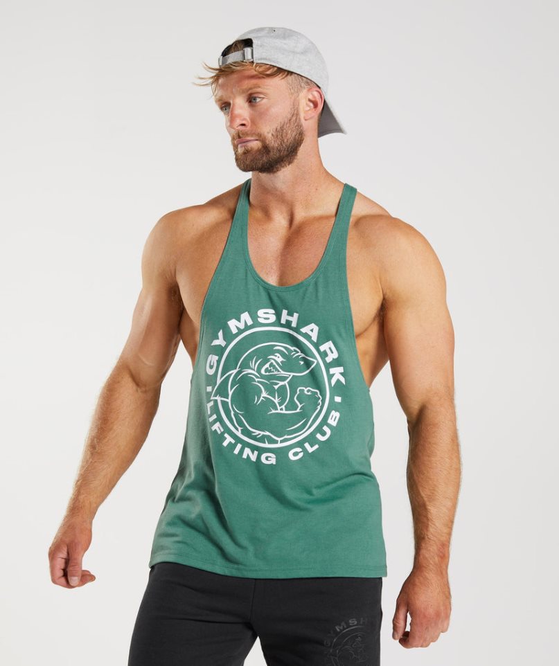 Men\'s Gymshark Legacy Stringer Tanks Green | NZ 5QGHNL